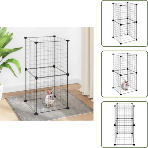 Gabbia per gatti - vidaXL Gabbia per Animali Domestici 8 Pannelli Nero 35x35 cm Acciaio - Gabbia per animali