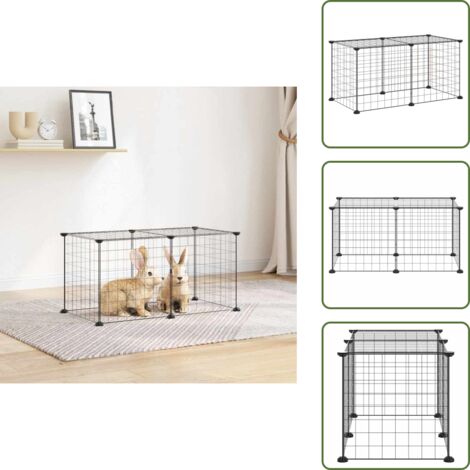 Gabbia per gatti - vidaXL Gabbia per Animali Domestici 8 Pannelli Nero 35x35 cm Acciaio - Gabbia per animali