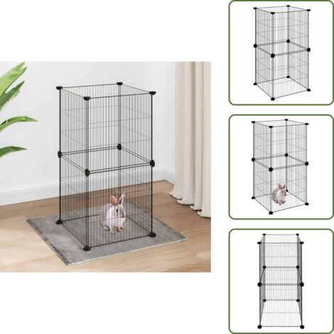Gabbia per gatti - vidaXL Gabbia per Animali Domestici 8 Pannelli Nero 35x35 cm Acciaio - Gabbia per animali