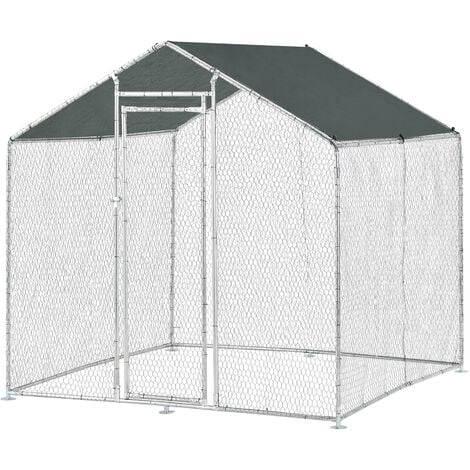 Gabbia per Pollame con Tettuccio e Recinzione Rete Metallica 2x2x2 m pro.tec