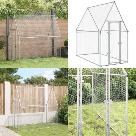 Gabbia per Polli Argento 200x100x190 cm in Acciaio Zincato - Pollaio esterno - Acciaio zincato