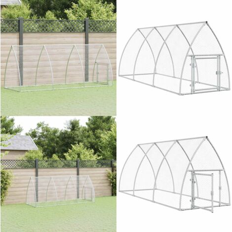 Gabbia per Polli Argento 300x105x120 cm in Acciaio Zincato - Pollaio esterno - Recinto per polli