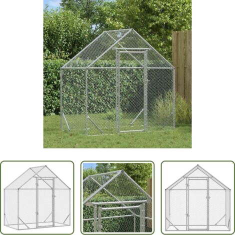 Gabbia per polli argento -  Gabbia per polli Argento 170 x 100 x 177 cm Acciaio zincato