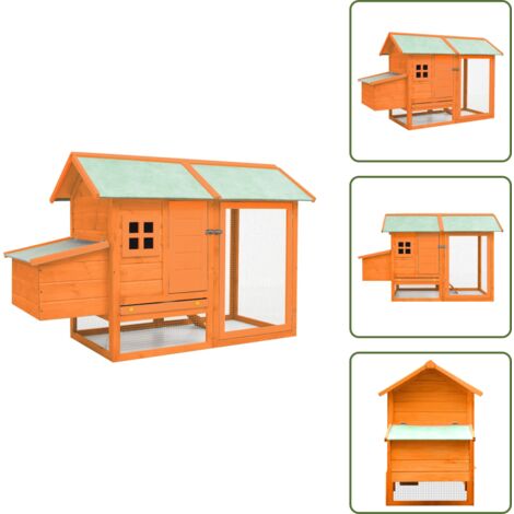 Gabbia per polli con tetto - vidaXL Gabbia per Polli in Legno Massello di Pino e Abete 170x81x110cm - Gabbia per polli con rampa