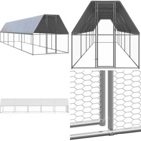 Gabbia per Polli da Esterno 2x10x2 m in Acciaio Zincato - Recinto per polli - Pollaio da esterno
