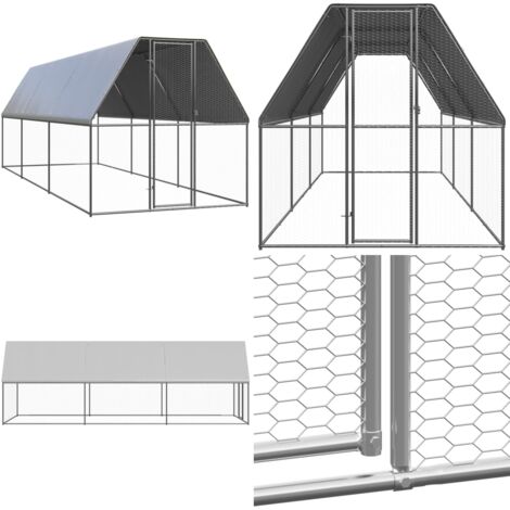 Gabbia per Polli da Esterno 2x6x2 m in Acciaio Zincato - Recinto per polli - Pollaio da esterno