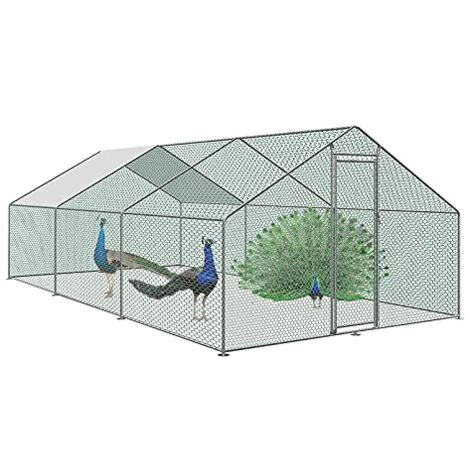 Recinzione Mobile Per Polli Con Copertura Impermeabile - 4,13x2,17x2,17 Ft, Rete In Plastica, Doppia Porta, Per Interni/esterni