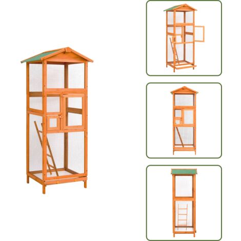 Gabbia per uccelli all'aperto - vidaXL Gabbia per Uccelli 68x62x166 cm in Legno di Abete - Gabbia in abete