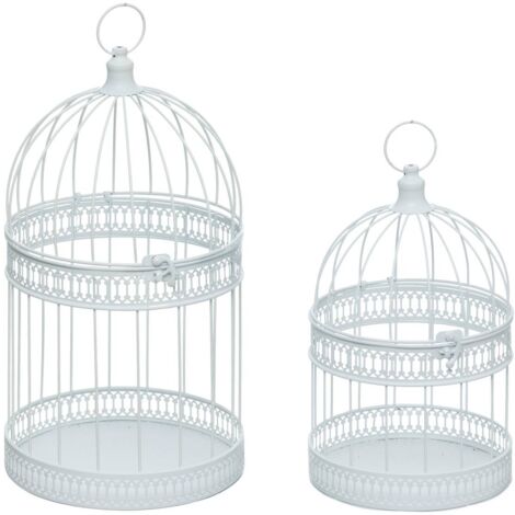 Gabbia per uccelli in metallo bianco x2 - Feeric lights & christmas