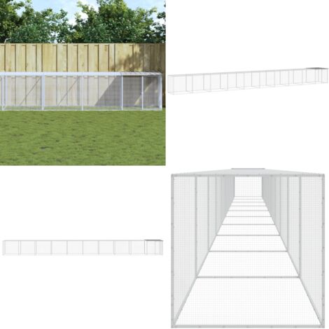 Gabbia Polli Tetto Grigio Chiaro 1003x98x90 cm Acciaio Zincato - Pollaio con tetto - Gabbia per galline