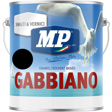 GABBIANO NERO 375ML - SMALTO SINTETICO LUCIDO ANTICORROSIVO DI FINITURA IDEALE PER LEGNO E FERRO - COLORIFICIO MP