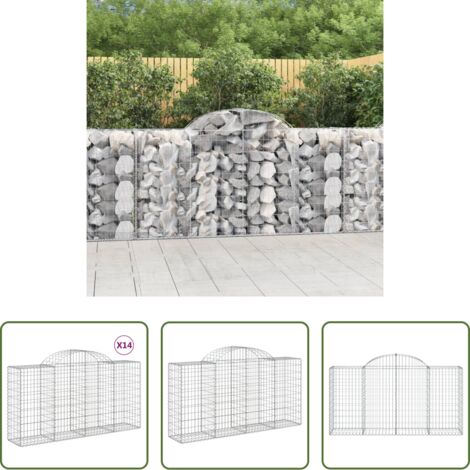 Gabbione ad arco -  Cesti Gabbioni ad Arco 14 pz 200x50x100/120 cm Ferro Zincato