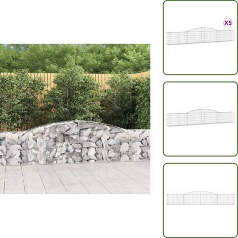 Gabbione ad arco - vidaXL Cesti Gabbioni ad Arco 5 pz 400x30x60/80 cm Ferro Zincato - Ferro zincato