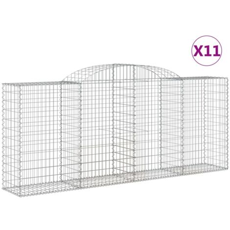 Gabbione cesti ad arco muro di contenimento gabbia recinzione 11 pz 300 x 50 x 120/140 cm ferro zincato Argento 020040346