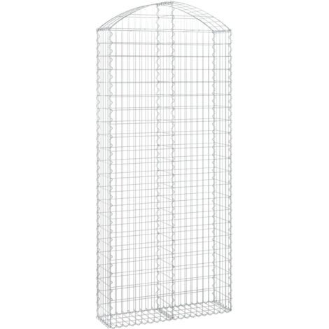 Gabbione cesto gabbia recinzione muro di contenimento ad arco 100 x 30 x 220/240 cm ferro zincato Argento 020039956