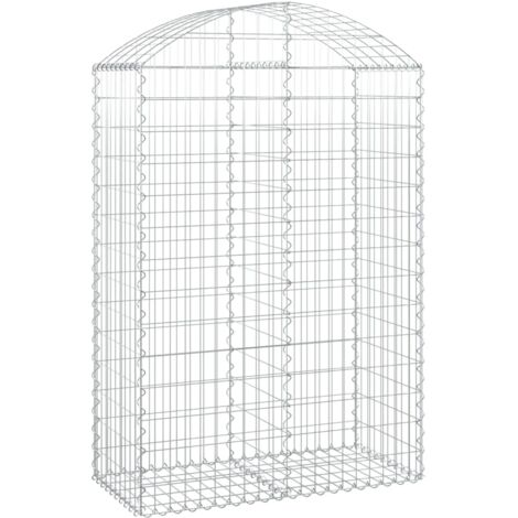 Gabbione cesto gabbia recinzione muro di contenimento ad arco 100 x 50 x 140/160 cm ferro zincato Argento 020039962