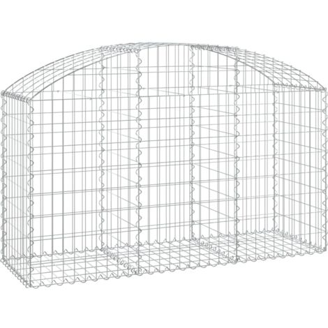 Gabbione cesto gabbia recinzione muro di contenimento ad arco 150 x 50 x 80/100 cm ferro zincato Argento 020039989