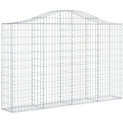 Gabbione cesto gabbia recinzione muro di contenimento ad arco 200 x 30 x 120/140 cm ferro zincato Argento 020039993