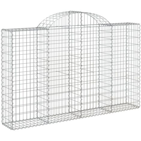 Gabbione cesto gabbia recinzione muro di contenimento ad arco 200 x 30 x 120/140 cm ferro zincato Argento 020039994