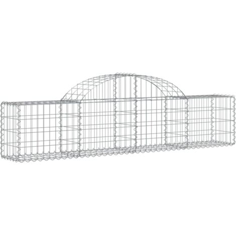 Gabbione cesto gabbia recinzione muro di contenimento ad arco 200 x 30 x 40/60 cm ferro zincato Argento 020040010