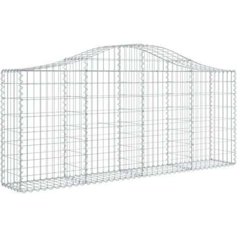 Gabbione cesto gabbia recinzione muro di contenimento ad arco 200 x 30 x 80/100 cm ferro zincato Argento 020040016