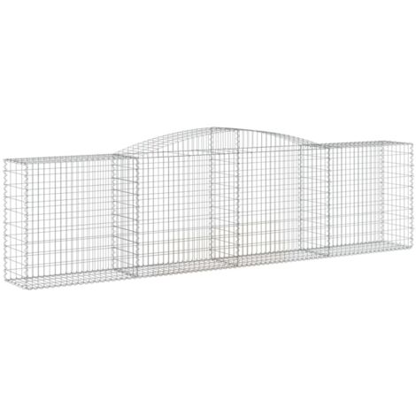 Gabbione cesto gabbia recinzione muro di contenimento ad arco 400 x 50 x 100/120 cm ferro zincato Argento 020040085