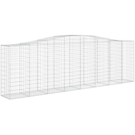 Gabbione cesto gabbia recinzione muro di contenimento ad arco 400 x 50 x 120/140 cm ferro zincato Argento 020040086