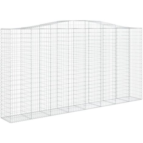 Gabbione cesto gabbia recinzione muro di contenimento ad arco 400 x 50 x 200/220 cm ferro zincato Argento 020040094