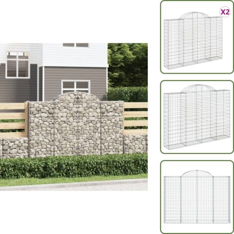 Gabbione decorativo - vidaXL Cesti Gabbioni ad Arco 2 pz 200x30x140/160 cm Ferro Zincato - Gabbione fonoassorbente