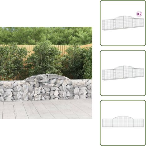 Gabbione decorativo - vidaXL Cesti Gabbioni ad Arco 2 pz 300x30x60/80 cm Ferro Zincato - Gabbione fonoassorbente