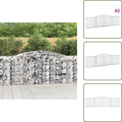 Gabbione decorativo - vidaXL Cesti Gabbioni ad Arco 2 pz 400x50x100/120 cm Ferro Zincato - Gabbione fonoassorbente