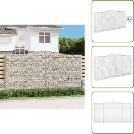 Gabbione decorativo - vidaXL Cesti Gabbioni ad Arco 2 pz 400x50x200/220 cm Ferro Zincato - Gabbione fonoassorbente