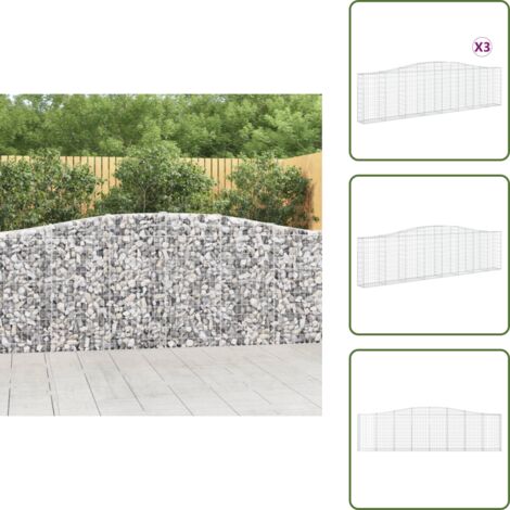 Gabbione decorativo - vidaXL Cesti Gabbioni ad Arco 3 pz 400x30x100/120 cm Ferro Zincato - Gabbione fonoassorbente