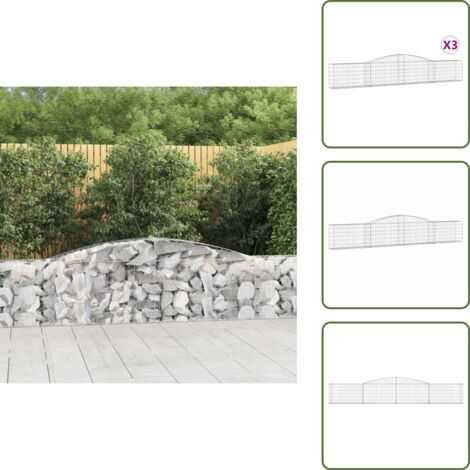 Gabbione decorativo - vidaXL Cesti Gabbioni ad Arco 3 pz 400x30x60/80 cm Ferro Zincato - Gabbione fonoassorbente