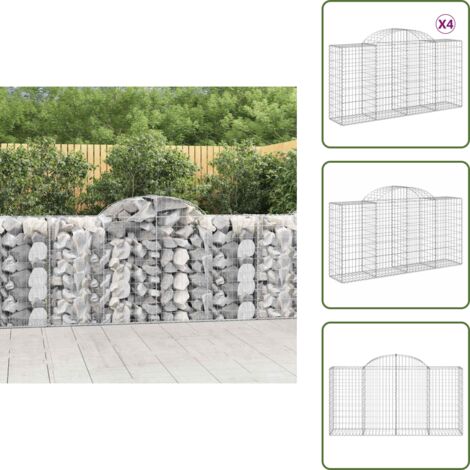 Gabbione decorativo - vidaXL Cesti Gabbioni ad Arco 4 pz 200x50x100/120 cm Ferro Zincato - Gabbione fonoassorbente