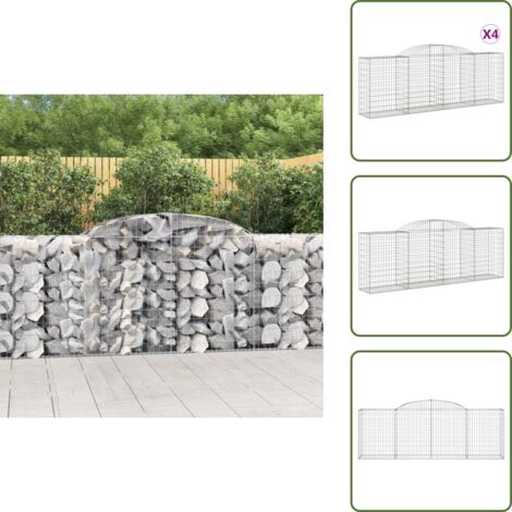 Gabbione decorativo - vidaXL Cesti Gabbioni ad Arco 4 pz 300x50x100/120 cm Ferro Zincato - Gabbione fonoassorbente