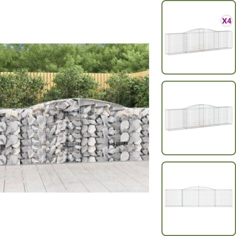 Gabbione decorativo - vidaXL Cesti Gabbioni ad Arco 4 pz 400x50x100/120 cm Ferro Zincato - Gabbione fonoassorbente