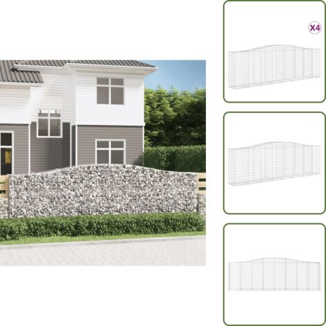 Gabbione decorativo - vidaXL Cesti Gabbioni ad Arco 4 pz 400x50x120/140 cm Ferro Zincato - Gabbione fonoassorbente