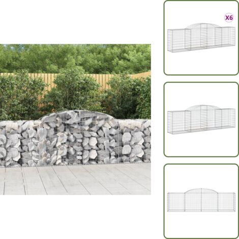 Gabbione decorativo - vidaXL Cesti Gabbioni ad Arco 6 pz 300x50x80/100 cm Ferro Zincato - Gabbione fonoassorbente