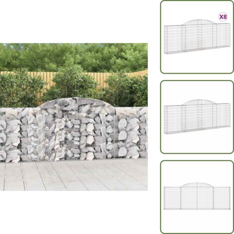 Gabbione decorativo - vidaXL Cesti Gabbioni ad Arco 8 pz 300x30x100/120 cm Ferro Zincato - Gabbione fonoassorbente