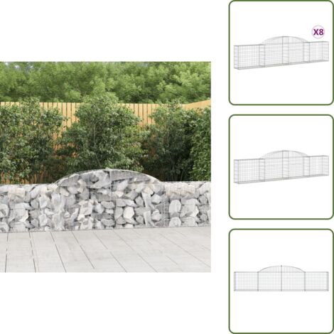 Gabbione decorativo - vidaXL Cesti Gabbioni ad Arco 8 pz 300x30x60/80 cm Ferro Zincato - Gabbione fonoassorbente