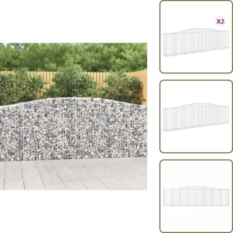 Gabbione fonoassorbente - vidaXL Cesti Gabbioni ad Arco 2pz 400x30x100/120 cm Ferro Zincato - Gabbione in ferro zincato