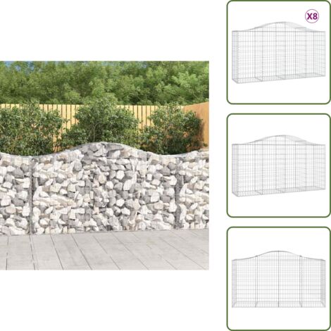 Gabbione fonoassorbente - vidaXL Cesti Gabbioni ad Arco 8 pz 200x50x100/120 cm Ferro Zincato - Gabbione in ferro zincato