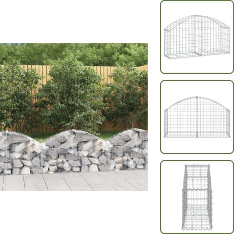 Gabbione fonoassorbente - vidaXL Cesto Gabbione ad Arco 100x30x40/60 cm Ferro Zincato - Gabbione per giardino