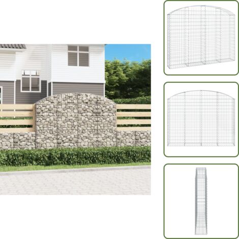 Gabbione fonoassorbente - vidaXL Cesto Gabbione ad Arco 200x30x140/160 cm Ferro Zincato - Gabbione per giardino