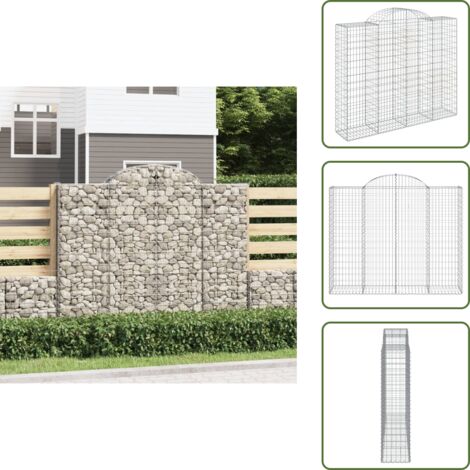 Gabbione fonoassorbente - vidaXL Cesto Gabbione ad Arco 200x50x160/180 cm Ferro Zincato - Gabbione per giardino