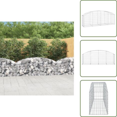 Gabbione Fonoassorbente - vidaXL Cesto Gabbione ad Arco 200x50x60/80 cm Ferro Zincato - Gabbione Giardino