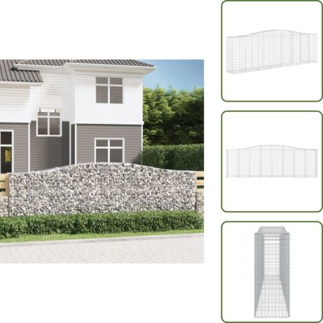 Gabbione Fonoassorbente - vidaXL Cesto Gabbione ad Arco 400x50x120/140 cm Ferro Zincato - Gabbione Giardino