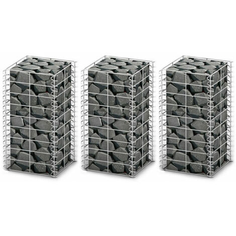 Gabbione in acciaio zincato -  Set Gabbione 3 pz in Filo Zincato 25 x 25 x 50 cm