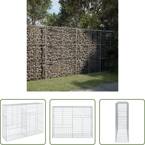 Gabbione in ferro zincato -  Cesto Gabbione con Copertura 200x50x150 cm in Ferro Zincato